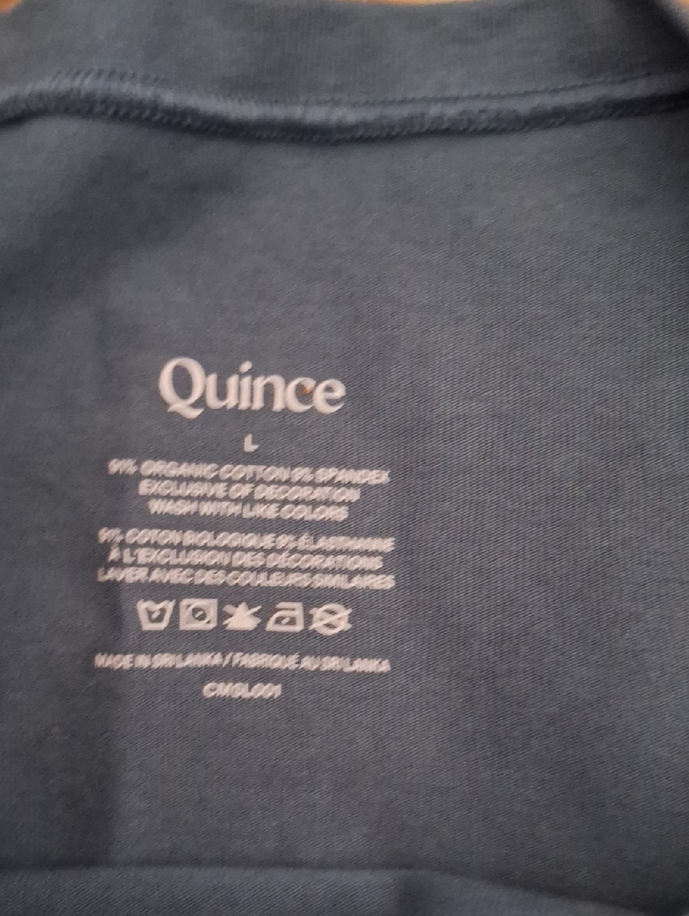 Quince Stretch Cotton Jersey Long Sleeve Bodysuit Ocean L NWT - Picture 3 of 3